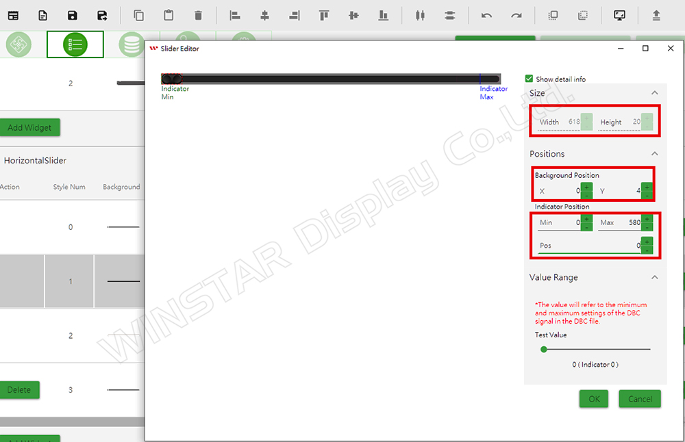 Figure 20: Builder slider property page